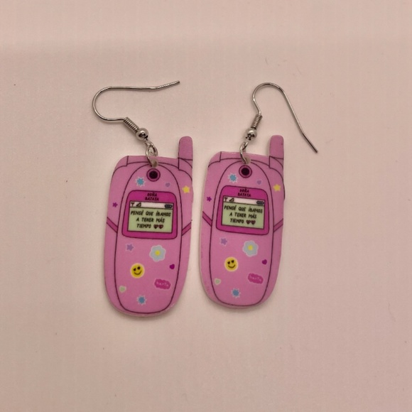 ❤️ FREE Cellphone Cell Phone Cartoon 90s Y2K 2000s Drop Cartoon Artsy Earrings - Picture 3 of 5
